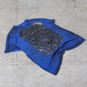 Mens vintage Navy/Blue Affliction Y2K Grunge graphic tee size Medium